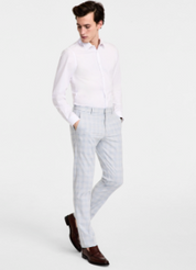 Tommy Hilfiger Mens Modern fit Dress Pants 38 / 30 Light Grey Plaid