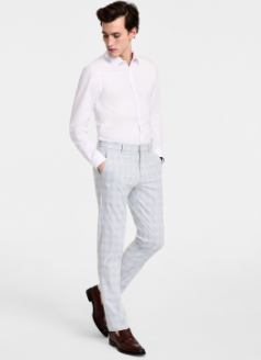 Tommy Hilfiger Mens Modern fit Dress Pants 38 / 30 Light Grey Plaid
