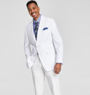 Tayion Mens Classic fit Sport Coat Blazer 40 R White Solid