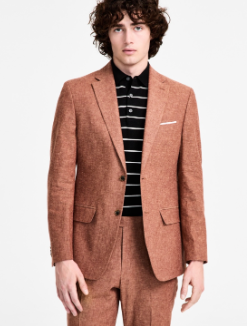 Tommy Hilfiger Mens Modern fit Linen Suit Jacket Blazer 44 R Rust Orange