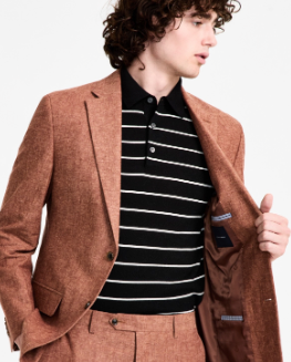Tommy Hilfiger Mens Modern fit Suit Jacket Blazer 44 R Brown Solid Stretch