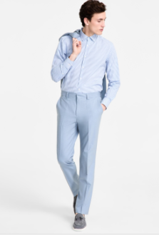 Hugo Boss Mens Modern fit Dress Pants 36 / 32 Light Blue Solid Stretch
