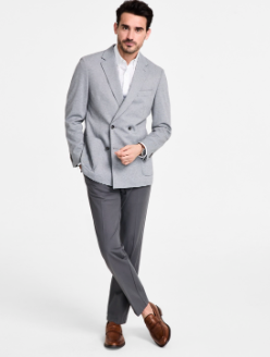Michael Kors Mens Classic fit Double Breasted Sport Coat Blazer 48 R Grey Solid