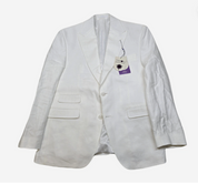 Tayion Mens Classic fit Suit Jacket Blazer 50 R White Herringbone Linen