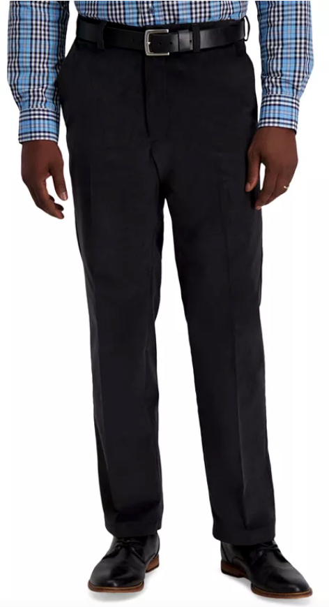 Haggar Mens Classic fit Dress Corduroy Pants 40 / 29 Dark Grey Solid Stretch