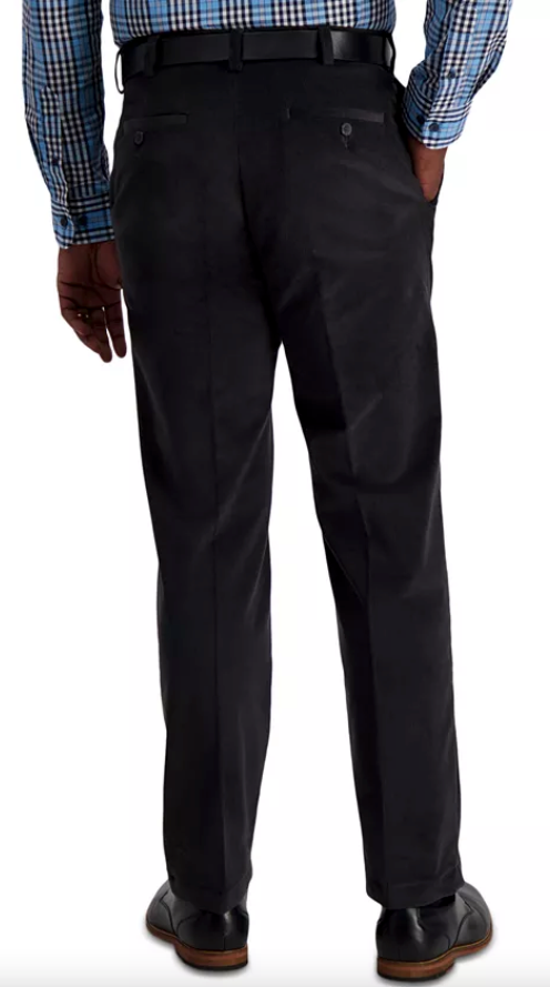 Haggar Mens Classic fit Dress Corduroy Pants 42 / 29 Dark Grey Solid