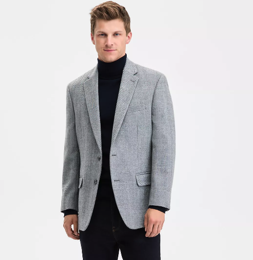 Tommy Hilfiger Mens Modern fit Sport Coat Blazer 52 R Light Grey Wool