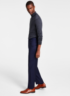 Michael Kors Mens Classic fit Dress Pants 31 / 32 Navy Blue Striped Stretch