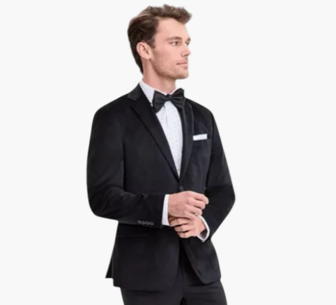Bar Iii Mens Slim fit Velvet Sport Coat Blazer 42 R Black Solid