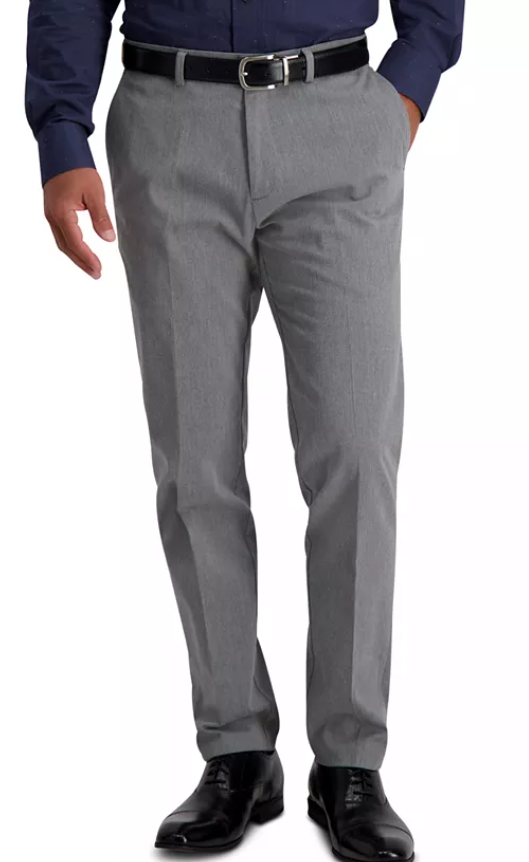 Haggar Mens Slim fit Cotton Dress Pants 36 / 34 Grey Solid