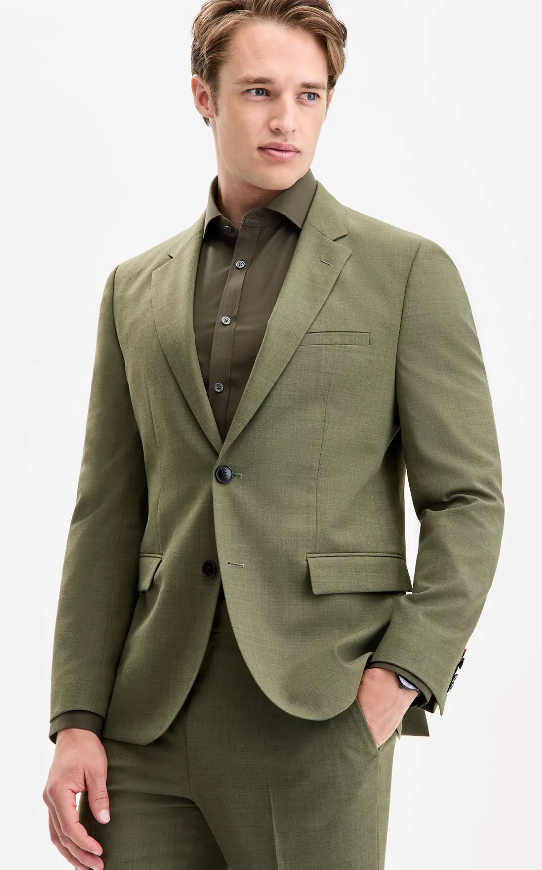Hugo Boss Mens Modern fit Suit Jacket Blazer 40 S Green Solid Stretch
