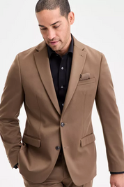 Bar III Mens Slim fit Suit Jacket Blazer 42 L Brown Solid Stretch