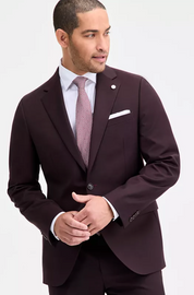 Ted Baker Mens Modern fit Wool Suit Jacket Blazer 42 L Bordeaux Red Solid
