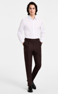 Calvin Klein Mens Slim fit Dress Pants 40 / 32 Brown Solid Stretch