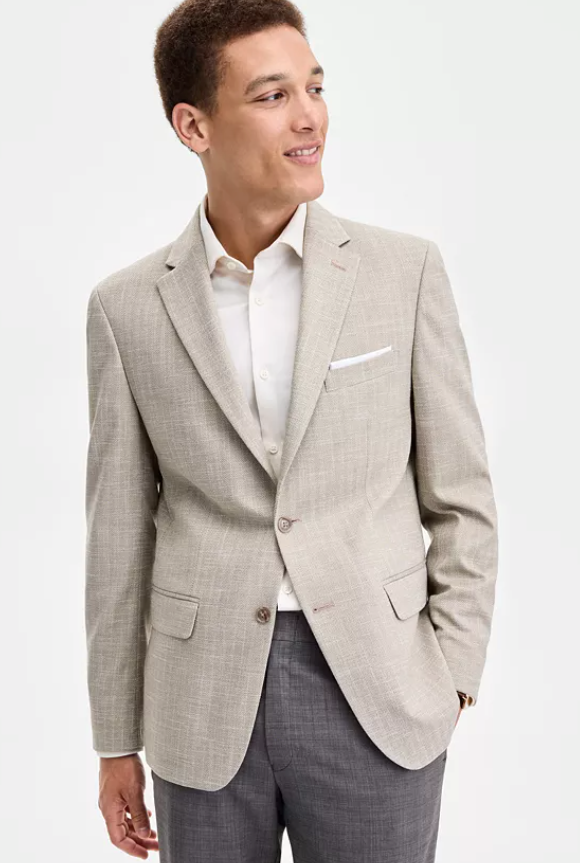 Tommy Hilfiger Mens Modern fit Sport Coat Blazer 40 S Brown Herringbone