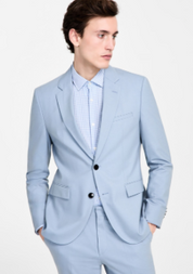 Hugo Boss Mens Modern fit Suit Jacket Blazer 42 L Light Blue Solid Stretch