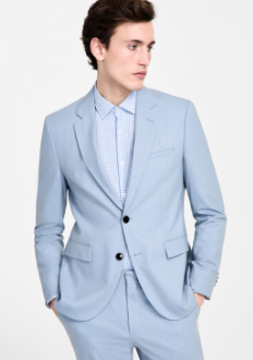 Hugo Boss Mens Modern fit Suit Jacket Blazer 42 L Light Blue Solid Stretch