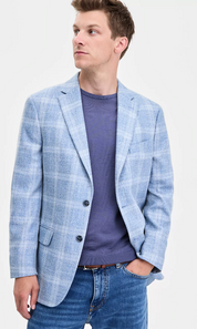 Tommy Hilfiger Mens Modern fit Sport Coat Blazer 42 S Light Blue Plaid Stretch