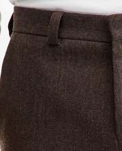 Hugo Boss Mens Modern fit Dress Pants 36 / 32 Brown Herringbone Stretch