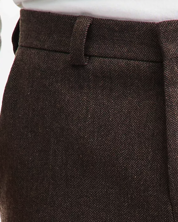 Hugo Boss Mens Modern fit Dress Pants 36 / 32 Brown Herringbone Stretch