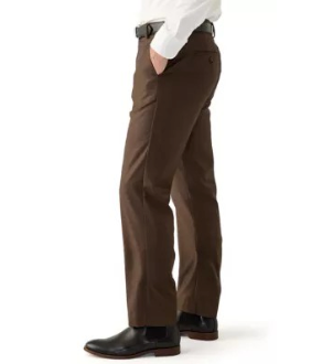 Perry Ellis Mens Modern fit Dress Pants 36 / 29 Brown Plaid Stretch