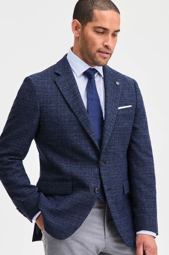 Ted Baker Mens Modern fit Suit Jacket Blazer 40 R Navy Blue Plaid Stretch