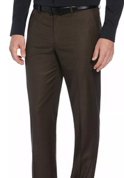 Perry Ellis Mens Modern fit Dress Pants 36 / 34 Brown Solid Stretch