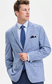 Tommy Hilfiger Mens Modern fit Sport Coat Blazer 38 S Light Blue Plaid Stretch