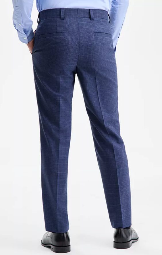 Hugo Boss Mens Modern fit Dress Pants 30 / 32 Navy Blue Plaid Stretch Wool