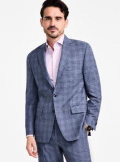 Michael Kors Mens Classic fit Dress Pants Blazer 38 S Multi Blue Plaid Stretch