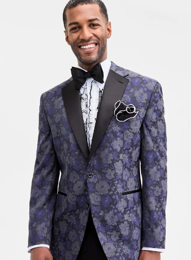 Tayion Mens Classic fit Suit Jacket Blazer 46 R Purple Floral