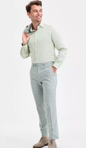 Bar Iii Mens Slim fit Dress Pants 32 / 30 Sage Green Plaid Stretch