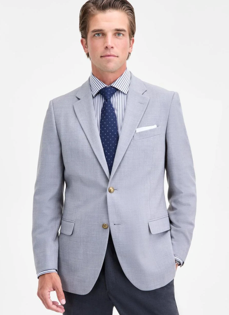 Nautica Mens Modern fit Corduroy Sport Coat Blazer 46 R Light Grey Solid Stretch