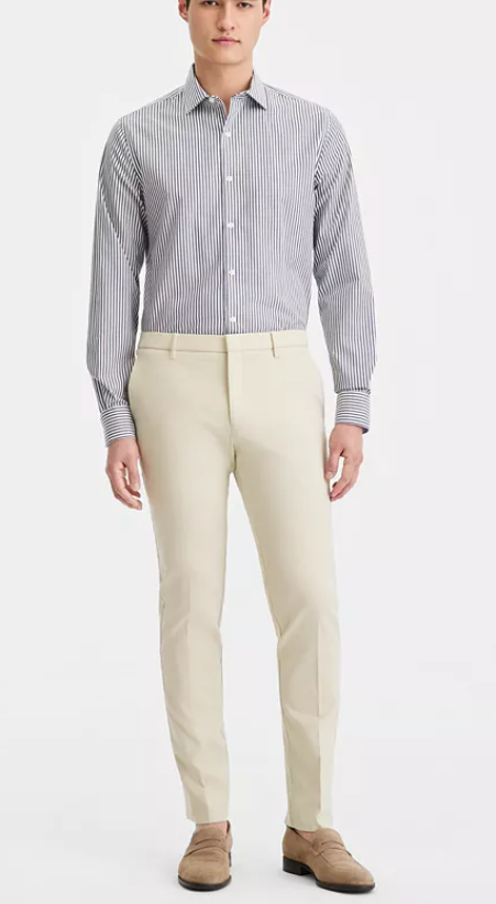 Tommy Hilfiger Mens Modern fit Dress Pants 30 / 30 Beige Solid Stretch