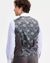 Tayion Mens Classic fit Suit Vest Small Brown Plaid