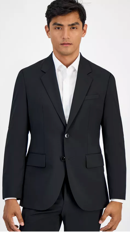 Hugo Boss Mens Modern fit Suit Jacket Blazer 40 R Black Solid Stretch