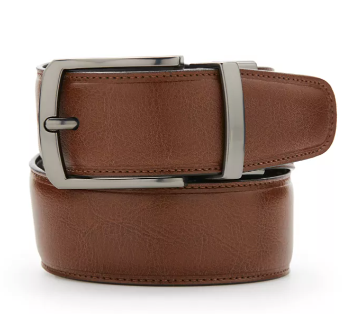 Perry Ellis Mens Reversible Scratch Leather Belt Black Brown Size 38