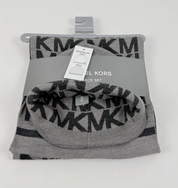 Michael Kors Mens 2 Piece Hat Scarf Set Grey Black