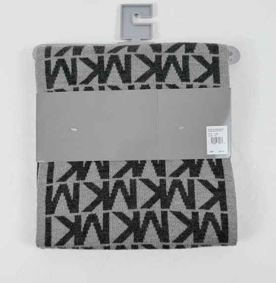 Michael Kors Mens 2 Piece Hat Scarf Set Grey Black