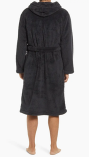 UGG Beckett Mens Hooded Fleece Robe Dark Grey XS