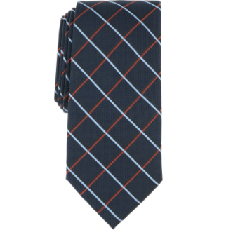 Michael Kors Mens Xander Grid Neck Tie Blue Dark Navy