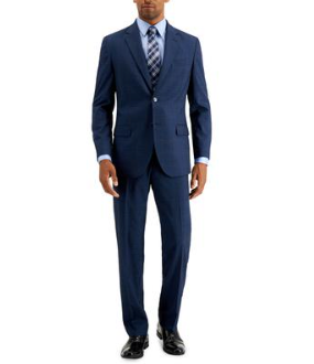 Nautica Mens Modern fit 2 Piece Suit 36 S / 30 Waist Blue Plaid Stretch