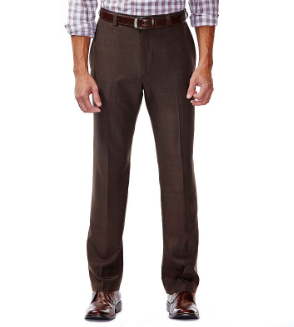 Haggar Mens Classic fit Dress Pants 36 / 30 Brown Solid