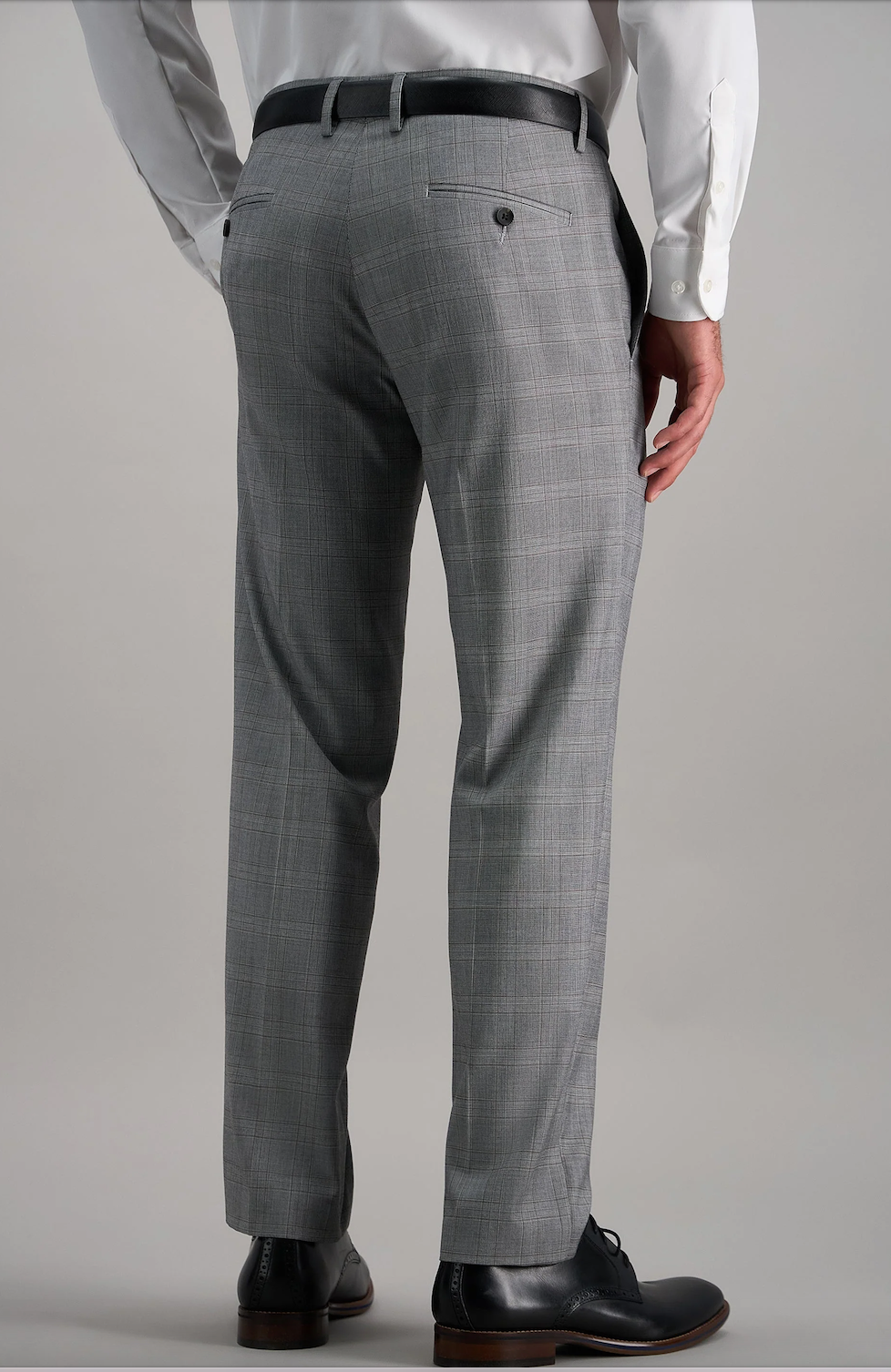 Haggar Mens Slim fit Dress Pants 34 / 32 Grey Plaid Stretch