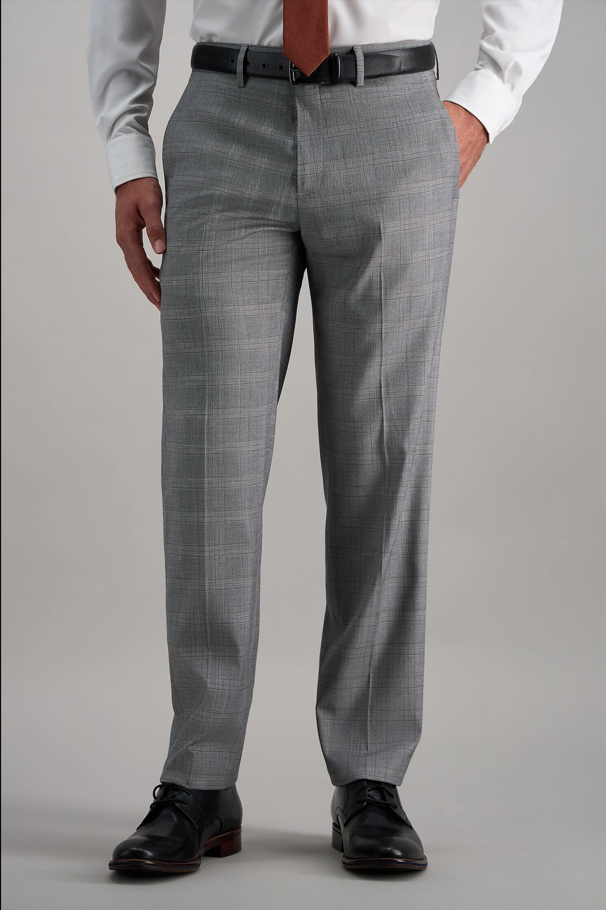 Haggar Mens Slim fit Dress Pants 34 / 32 Grey Plaid Stretch