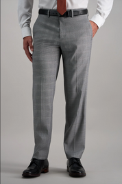 Haggar Mens Slim fit Dress Pants 34 / 32 Grey Plaid Stretch