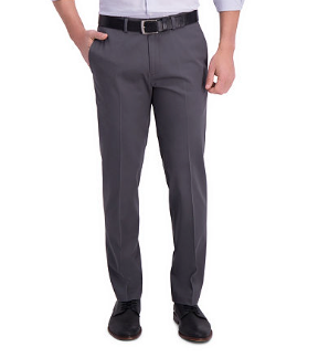 Haggar Mens Straight fit Cotton Dress Pants 32 / 30 Charcoal Gray Solid