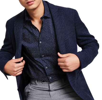 Calvin Klein Mens Slim fit Wool Sport Coat Blazer 34 S Blue Solid
