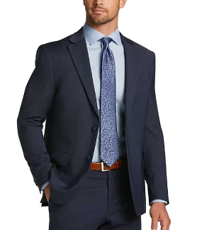 Tommy Hilfiger Mens Modern fit Wool Suit Vest Blazer 52 L Blue Sharkskin Stretch