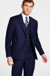 Michael Kors Mens Classic fit Wool Suit Jacket Blazer 56 R Blue Solid Stretch
